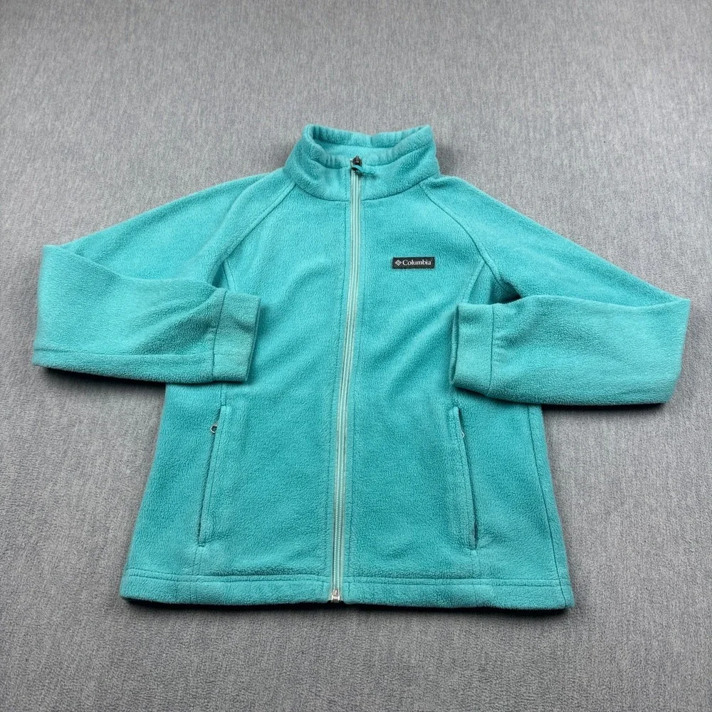 Columbia Jacket Girls Medium 10/12 Blue Benton Springs Fleece Full‎ Zip Kids